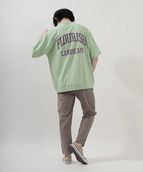 SlashDate（スラッシュデイト）の「オーバーサイズ カレッジロゴ ラバープリント 半袖Ｔシャツ/PITTSBURGH/FLOURISH  LANDSCAPE（Tシャツ/カットソー・メンズ・ミント/グレイッシュベージュ/アッシュグレー/グリーン/ネイビー/グリーン系その他/ブラック/アイボリー・L/M/XL）」の15枚目の写真