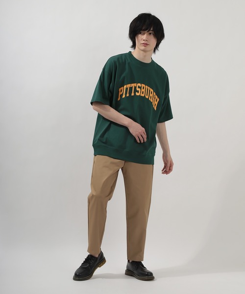 SlashDate（スラッシュデイト）の「オーバーサイズ カレッジロゴ ラバープリント 半袖Ｔシャツ/PITTSBURGH/FLOURISH  LANDSCAPE（Tシャツ/カットソー・メンズ・ミント/グレイッシュベージュ/アッシュグレー/グリーン/ネイビー/グリーン系その他/ブラック/アイボリー・L/M/XL）」の20枚目の写真