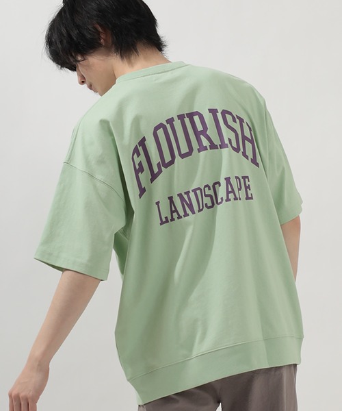 SlashDate（スラッシュデイト）の「オーバーサイズ カレッジロゴ ラバープリント 半袖Ｔシャツ/PITTSBURGH/FLOURISH  LANDSCAPE（Tシャツ/カットソー・メンズ・ミント/グレイッシュベージュ/アッシュグレー/グリーン/ネイビー/グリーン系その他/ブラック/アイボリー・L/M/XL）」の13枚目の写真