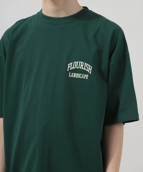 SlashDate（スラッシュデイト）の「オーバーサイズ カレッジロゴ ラバープリント 半袖Ｔシャツ/PITTSBURGH/FLOURISH  LANDSCAPE（Tシャツ/カットソー・メンズ・ミント/グレイッシュベージュ/アッシュグレー/グリーン/ネイビー/グリーン系その他/ブラック/アイボリー・L/M/XL）」の9枚目の写真
