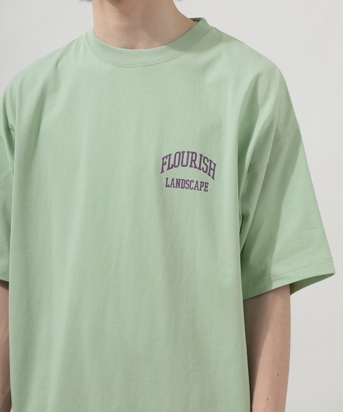 SlashDate（スラッシュデイト）の「オーバーサイズ カレッジロゴ ラバープリント 半袖Ｔシャツ/PITTSBURGH/FLOURISH  LANDSCAPE（Tシャツ/カットソー・メンズ・ミント/グレイッシュベージュ/アッシュグレー/グリーン/ネイビー/グリーン系その他/ブラック/アイボリー・L/M/XL）」の16枚目の写真