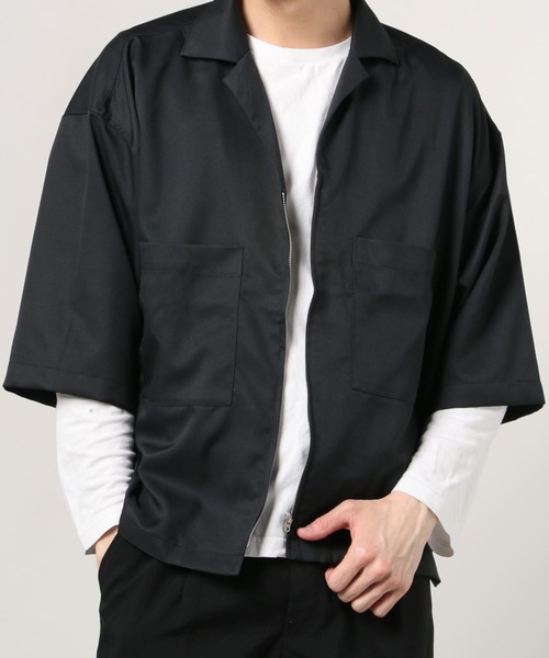 WEGO(ウィゴー)の「WEGO/オーバーサイズジップアップシャツ(シャツ/ブラウス・メンズ・グレー/ブラック・MEDIUM/LARGE)」の2枚目の写真