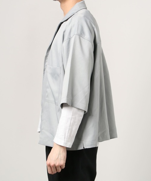 WEGO(ウィゴー)の「WEGO/オーバーサイズジップアップシャツ(シャツ/ブラウス・メンズ・グレー/ブラック・MEDIUM/LARGE)」の5枚目の写真