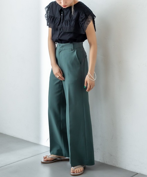 mystic（ミスティック）の「レース衿ノースリシャツ（シャツ/ブラウス・レディース・ブラック/オフホワイト・FREE）」の6枚目の写真