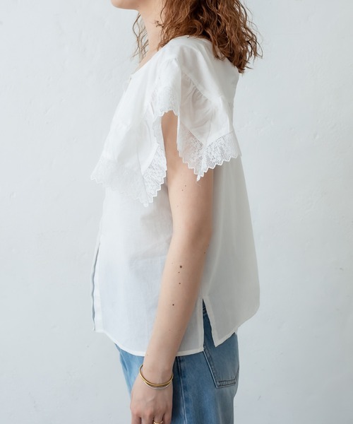 mystic（ミスティック）の「レース衿ノースリシャツ（シャツ/ブラウス・レディース・ブラック/オフホワイト・FREE）」の11枚目の写真