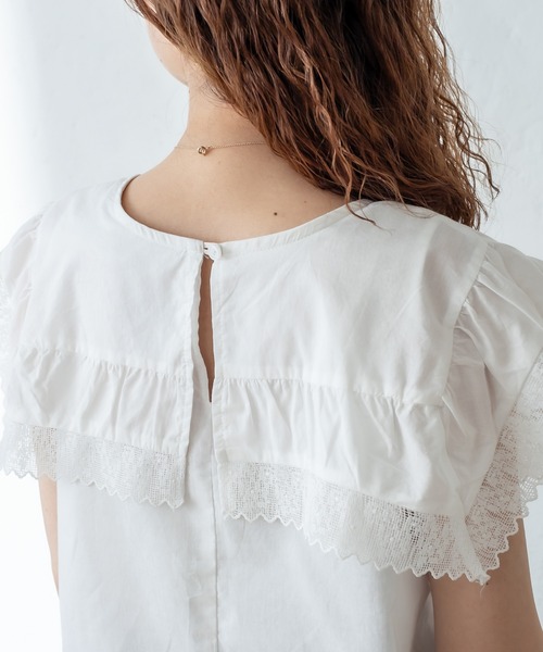 mystic（ミスティック）の「レース衿ノースリシャツ（シャツ/ブラウス・レディース・ブラック/オフホワイト・FREE）」の13枚目の写真