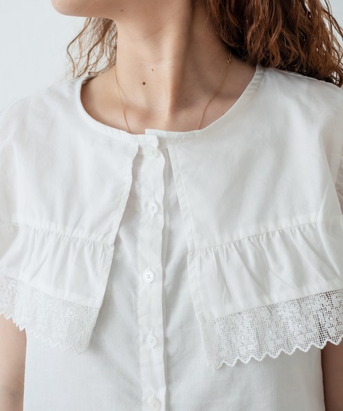 mystic（ミスティック）の「レース衿ノースリシャツ（シャツ/ブラウス・レディース・ブラック/オフホワイト・FREE）」の14枚目の写真