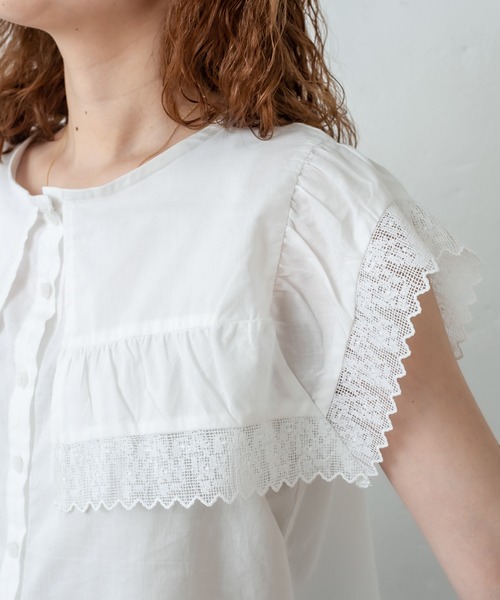 mystic（ミスティック）の「レース衿ノースリシャツ（シャツ/ブラウス・レディース・ブラック/オフホワイト・FREE）」の15枚目の写真