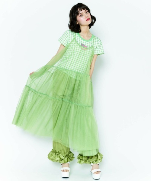 Candy Stripper（キャンディストリッパー）の「TULLE CAMISOLE ワンピース（ワンピース・レディース・ブラック/ライトグリーン/イエロー・2）」の18枚目の写真