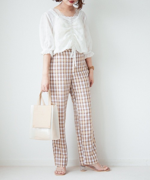 Heather(ヘザー)の「ムジガラフロントシャーリング半袖ブラウス 954421(シャツ/ブラウス・レディース・オフホワイト/ホワイト系その他/ブラック系その他/ブルー/ホワイト系その他6・FREE)」の21枚目の写真