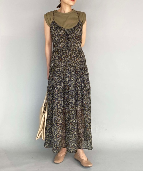 PICCIN（ピッチン）の「フラワープリントドレス（ペチコート付き）（ワンピース・レディース・ベージュ/ネイビー・M）」の22枚目の写真