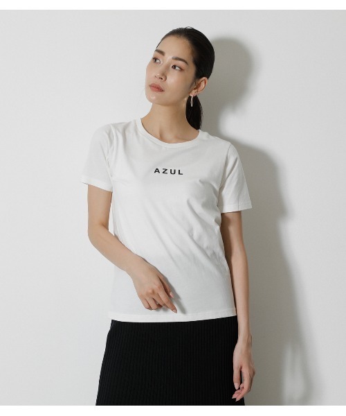 AZUL by moussy（アズールバイマウジー）の「AZUL LOGO C/N TEE/AZULロゴクルーネックTシャツ（Tシャツ/カットソー・レディース・ブルー/ブラック/オフホワイト・MEDIUM/SMALL）」の13枚目の写真