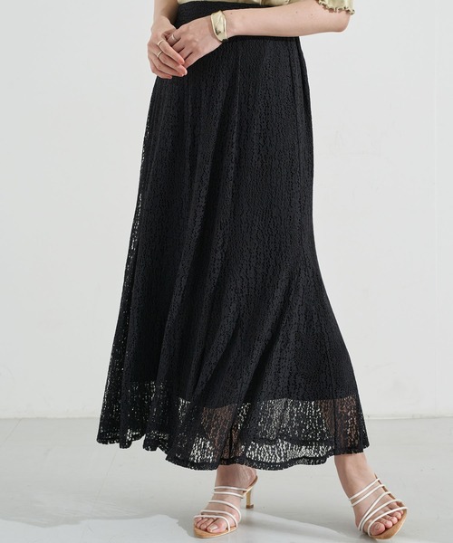 earth music&ecology（アースミュージックアンドエコロジー）の「選べるレーススカート(フラワー) ＊（スカート・レディース・チャコールグレー/ブラック/アイボリー/ミント/ピンクベージュ/ホワイト系その他2・FREE）」の3枚目の写真