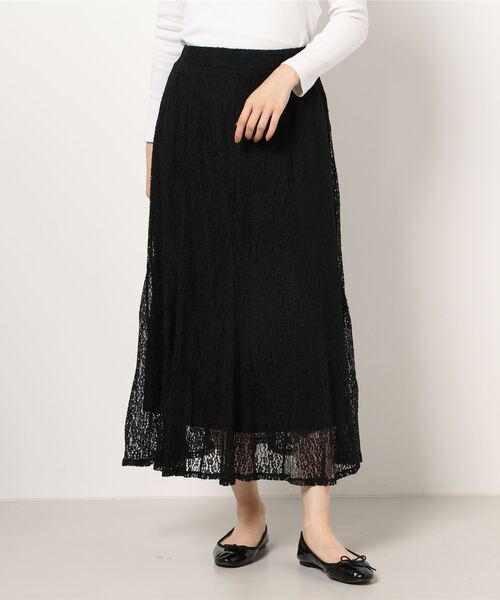 earth music&ecology（アースミュージックアンドエコロジー）の「選べるレーススカート(フラワー) ＊（スカート・レディース・チャコールグレー/ブラック/アイボリー/ミント/ピンクベージュ/ホワイト系その他2・FREE）」の11枚目の写真