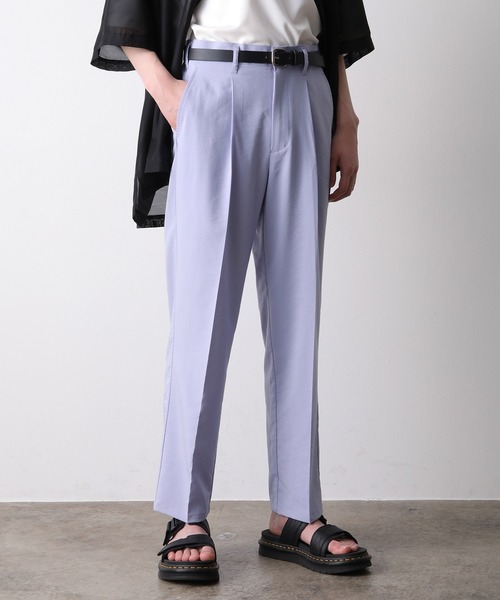 JUNRED（ジュンレッド）の「クールブロードワンタックストレートパンツ（スラックス・メンズ・ブラック/ブラウン系その他/ラベンダー・S/M/L）」の3枚目の写真