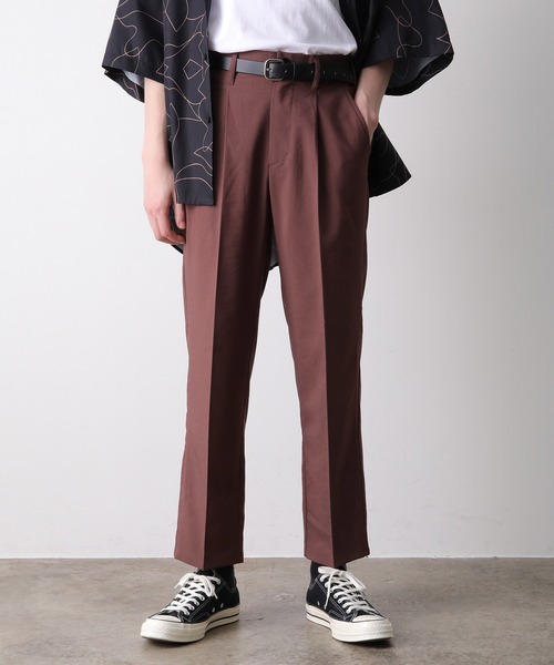 JUNRED（ジュンレッド）の「クールブロードワンタックストレートパンツ（スラックス・メンズ・ブラック/ブラウン系その他/ラベンダー・S/M/L）」の6枚目の写真