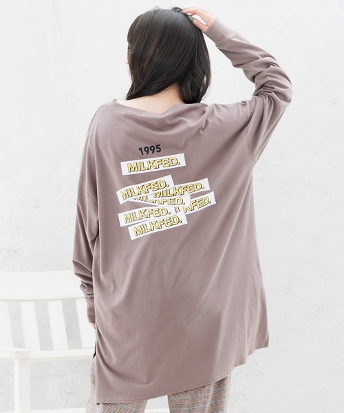 MILKFED.（ミルクフェド）の「RANDOM BAR LOGO TOP（Tシャツ/カットソー・レディース・ライトピンク/ブラック/ホワイト/ブラウン・ONE SIZE）」の3枚目の写真