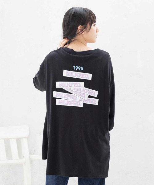 MILKFED.（ミルクフェド）の「RANDOM BAR LOGO TOP（Tシャツ/カットソー・レディース・ライトピンク/ブラック/ホワイト/ブラウン・ONE SIZE）」の2枚目の写真