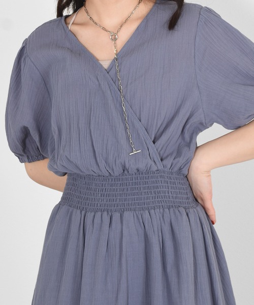 w closet(ダブルクローゼット)の「楊柳カシュクールワンピース(ワンピース・レディース・ブラック/パープル/カーキ/オレンジ・FREE)」の19枚目の写真