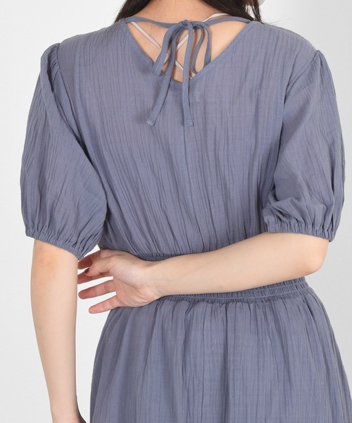 w closet(ダブルクローゼット)の「楊柳カシュクールワンピース(ワンピース・レディース・ブラック/パープル/カーキ/オレンジ・FREE)」の22枚目の写真