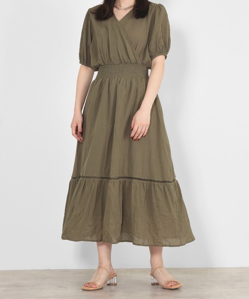 w closet(ダブルクローゼット)の「楊柳カシュクールワンピース(ワンピース・レディース・ブラック/パープル/カーキ/オレンジ・FREE)」の8枚目の写真