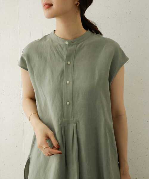 URBAN RESEARCH DOORS(アーバンリサーチドアーズ)の「フレンチスリーブフロントタックブラウス(シャツ/ブラウス・レディース・ブラウン/ホワイト系その他/グリーン系その他・ONE)」の7枚目の写真