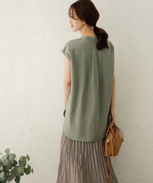 URBAN RESEARCH DOORS(アーバンリサーチドアーズ)の「フレンチスリーブフロントタックブラウス(シャツ/ブラウス・レディース・ブラウン/ホワイト系その他/グリーン系その他・ONE)」の10枚目の写真