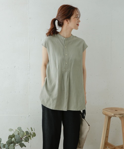 URBAN RESEARCH DOORS(アーバンリサーチドアーズ)の「フレンチスリーブフロントタックブラウス(シャツ/ブラウス・レディース・ブラウン/ホワイト系その他/グリーン系その他・ONE)」の16枚目の写真