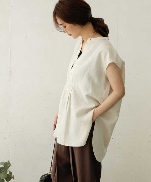 URBAN RESEARCH DOORS(アーバンリサーチドアーズ)の「フレンチスリーブフロントタックブラウス(シャツ/ブラウス・レディース・ブラウン/ホワイト系その他/グリーン系その他・ONE)」の22枚目の写真