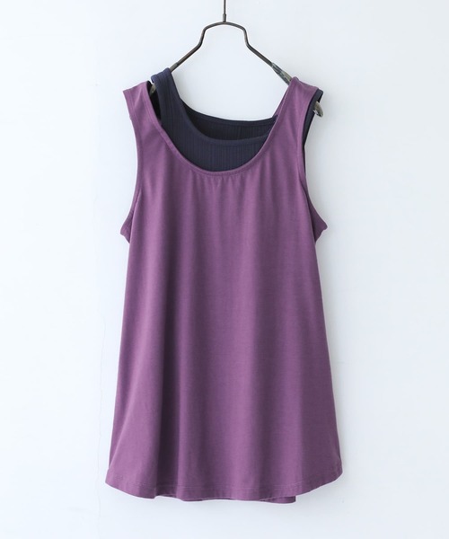 n'OrLABEL（ノアールレーベル）の「【廃盤】『レイヤード風バイカラータンクトップ』（タンクトップ・レディース・ブラック/ベージュ/パープル/イエロー・1/2）」の3枚目の写真