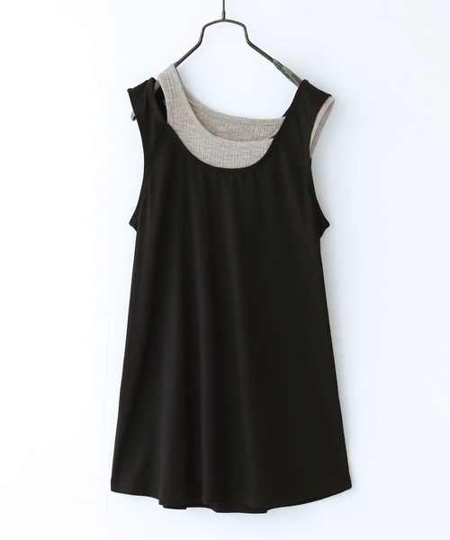 n'OrLABEL（ノアールレーベル）の「【廃盤】『レイヤード風バイカラータンクトップ』（タンクトップ・レディース・ブラック/ベージュ/パープル/イエロー・1/2）」の2枚目の写真