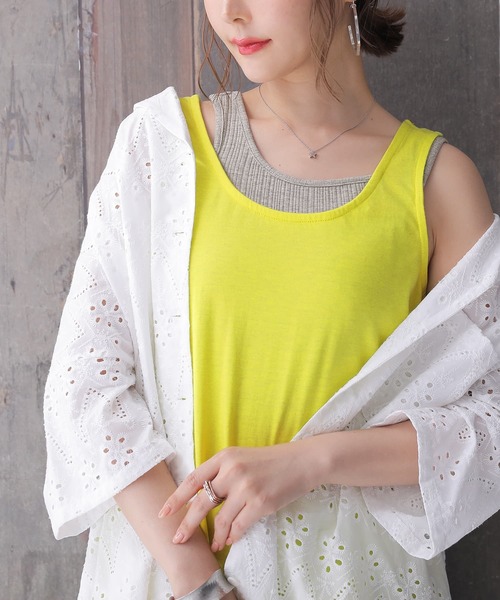 n'OrLABEL（ノアールレーベル）の「【廃盤】『レイヤード風バイカラータンクトップ』（タンクトップ・レディース・ブラック/ベージュ/パープル/イエロー・1/2）」の16枚目の写真