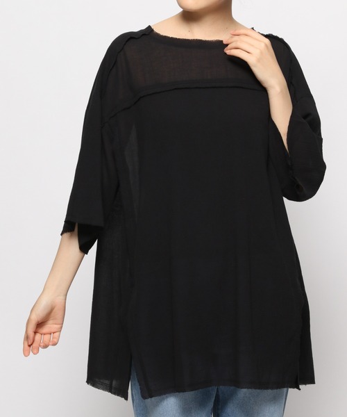 niko and...(ニコアンド)の「シアーガーゼプルオーバー(シャツ/ブラウス・レディース・ブラック/オフホワイト・FREE)」の2枚目の写真