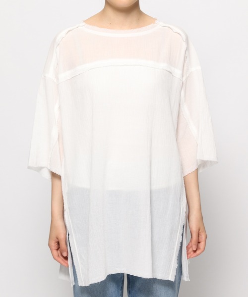 niko and...(ニコアンド)の「シアーガーゼプルオーバー(シャツ/ブラウス・レディース・ブラック/オフホワイト・FREE)」の6枚目の写真