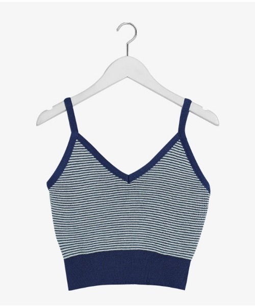 SONA(ソナ)の「SONYUNARA ボーダーニットビスチェ(Tシャツ/カットソー・レディース・ブラック/ブルー/グリーン/マスタード・FREE)」の3枚目の写真