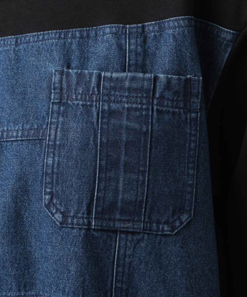 AVIREX(アヴィレックス)の「デニムコンビ スウェットシャツ/ DENIM COMBI SWEAT SHIRT(スウェット・レディース・ブラック/ネイビー/ライトブルーグレー・FREE)」の11枚目の写真