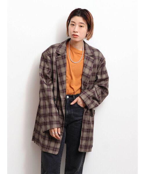 Ungrid（アングリッド）の「ビッグシルエットチェックジャケット（テーラードジャケット・レディース・グレー/イエロー・FREE）」の5枚目の写真