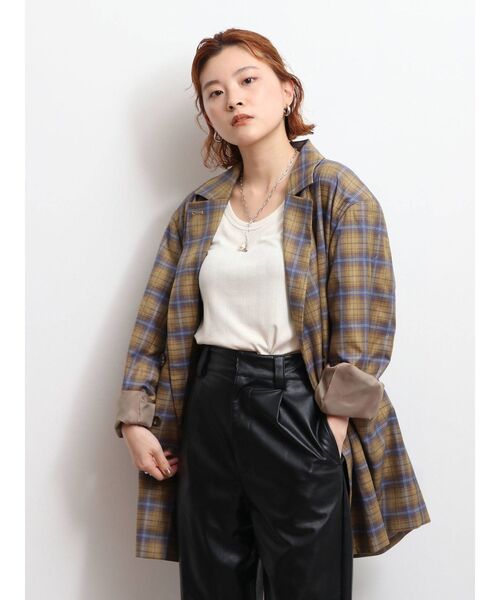 Ungrid（アングリッド）の「ビッグシルエットチェックジャケット（テーラードジャケット・レディース・グレー/イエロー・FREE）」の9枚目の写真