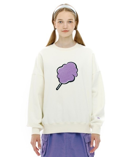 CLOTTY（クロッティ）の「A'GEM/9 × .kom『CLOTTY/クロッティ』BIG CC SWEAT-SHIRT/ビッグ綿あめデザイン スウェットシャツトレーナー（スウェット・レディース・ブラック/パープル/グレー/ピンク/アイボリー/ライトグリーン・FREE）」の4枚目の写真