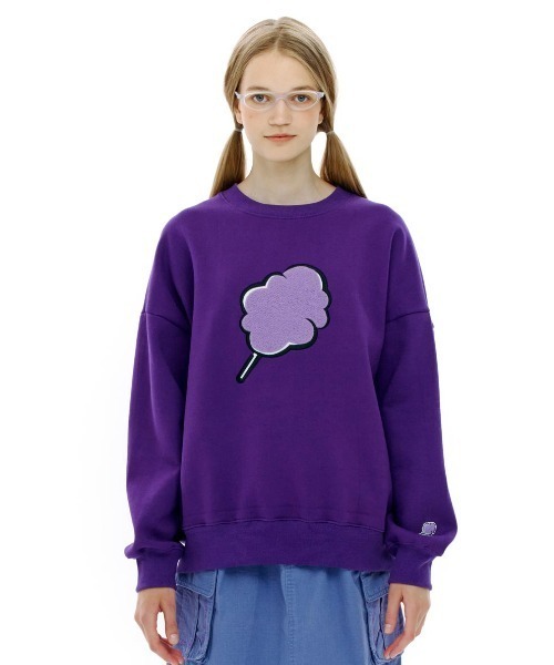 CLOTTY（クロッティ）の「A'GEM/9 × .kom『CLOTTY/クロッティ』BIG CC SWEAT-SHIRT/ビッグ綿あめデザイン スウェットシャツトレーナー（スウェット・レディース・ブラック/パープル/グレー/ピンク/アイボリー/ライトグリーン・FREE）」の6枚目の写真