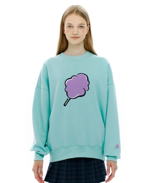 CLOTTY（クロッティ）の「A'GEM/9 × .kom『CLOTTY/クロッティ』BIG CC SWEAT-SHIRT/ビッグ綿あめデザイン スウェットシャツトレーナー（スウェット・レディース・ブラック/パープル/グレー/ピンク/アイボリー/ライトグリーン・FREE）」の5枚目の写真