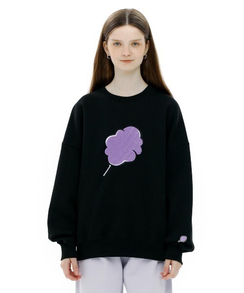 CLOTTY（クロッティ）の「A'GEM/9 × .kom『CLOTTY/クロッティ』BIG CC SWEAT-SHIRT/ビッグ綿あめデザイン スウェットシャツトレーナー（スウェット・レディース・ブラック/パープル/グレー/ピンク/アイボリー/ライトグリーン・FREE）」の2枚目の写真