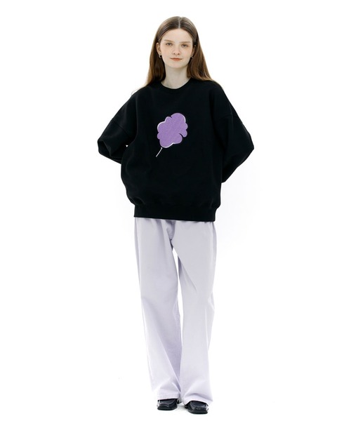 CLOTTY（クロッティ）の「A'GEM/9 × .kom『CLOTTY/クロッティ』BIG CC SWEAT-SHIRT/ビッグ綿あめデザイン スウェットシャツトレーナー（スウェット・レディース・ブラック/パープル/グレー/ピンク/アイボリー/ライトグリーン・FREE）」の7枚目の写真