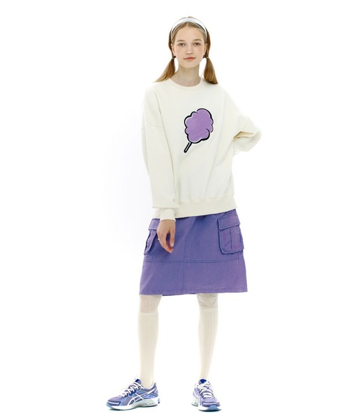 CLOTTY（クロッティ）の「A'GEM/9 × .kom『CLOTTY/クロッティ』BIG CC SWEAT-SHIRT/ビッグ綿あめデザイン スウェットシャツトレーナー（スウェット・レディース・ブラック/パープル/グレー/ピンク/アイボリー/ライトグリーン・FREE）」の13枚目の写真