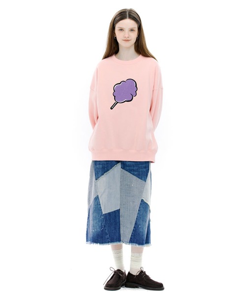 CLOTTY（クロッティ）の「A'GEM/9 × .kom『CLOTTY/クロッティ』BIG CC SWEAT-SHIRT/ビッグ綿あめデザイン スウェットシャツトレーナー（スウェット・レディース・ブラック/パープル/グレー/ピンク/アイボリー/ライトグリーン・FREE）」の10枚目の写真