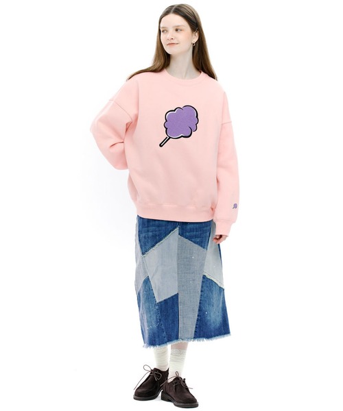 CLOTTY（クロッティ）の「A'GEM/9 × .kom『CLOTTY/クロッティ』BIG CC SWEAT-SHIRT/ビッグ綿あめデザイン スウェットシャツトレーナー（スウェット・レディース・ブラック/パープル/グレー/ピンク/アイボリー/ライトグリーン・FREE）」の15枚目の写真