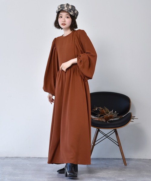 RETRO GIRL（レトロガール）の「ボリュームスリーブワンピース（ワンピース・レディース・ブラック/ブラウン系その他/イエロー系その他/レンガ・FREE）」の12枚目の写真