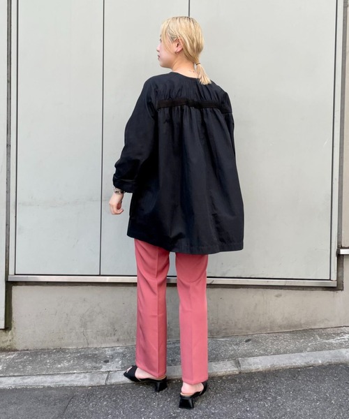 CIAOPANIC(チャオパニック)の「■ノーカラーバックギャザージャケット(ノーカラージャケット・レディース・ブラック/カーキ・FREE)」の18枚目の写真