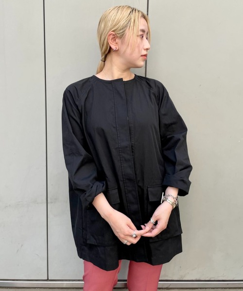 CIAOPANIC(チャオパニック)の「■ノーカラーバックギャザージャケット(ノーカラージャケット・レディース・ブラック/カーキ・FREE)」の10枚目の写真