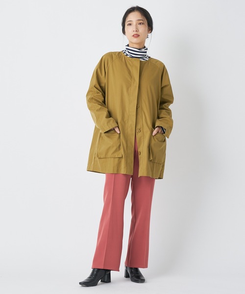 CIAOPANIC(チャオパニック)の「■ノーカラーバックギャザージャケット(ノーカラージャケット・レディース・ブラック/カーキ・FREE)」の4枚目の写真